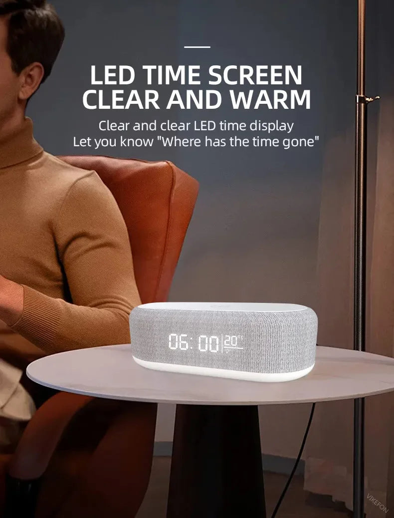 Alarm Clock Wireless Charger Night Light Thermometer Dock - Smarsty