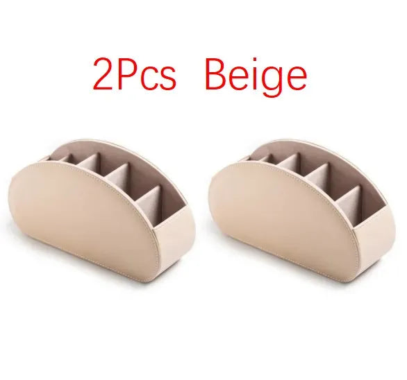 5 Grid Pu Leather Organizer Remote Control Phone And Tv Holder Desk Storage Box Cosmetics Brush by Smarsty