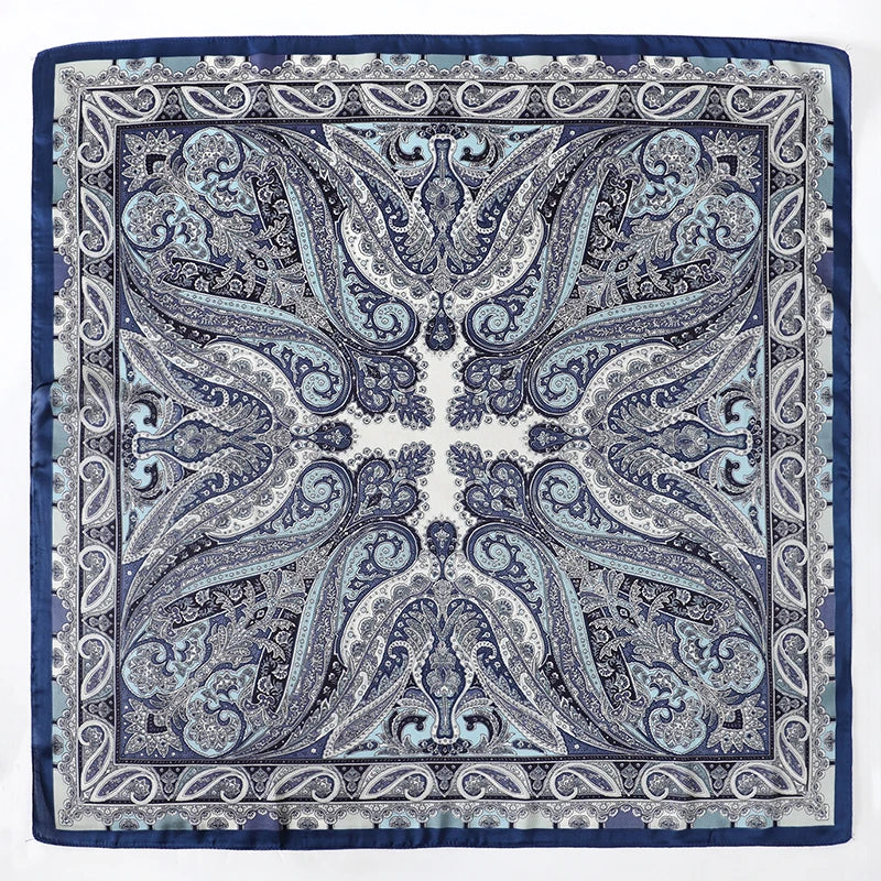 Bohemian Silk Square Scarf for Women Luxury Floral Print - Smarsty