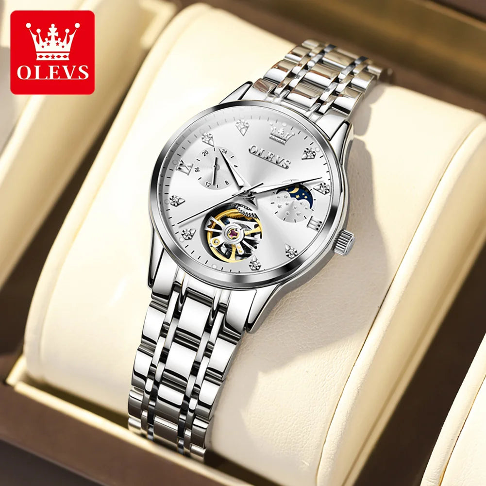 OLEVS Womens Automatic Mechanical Watch Waterproof Stainless Steel - Smarsty
