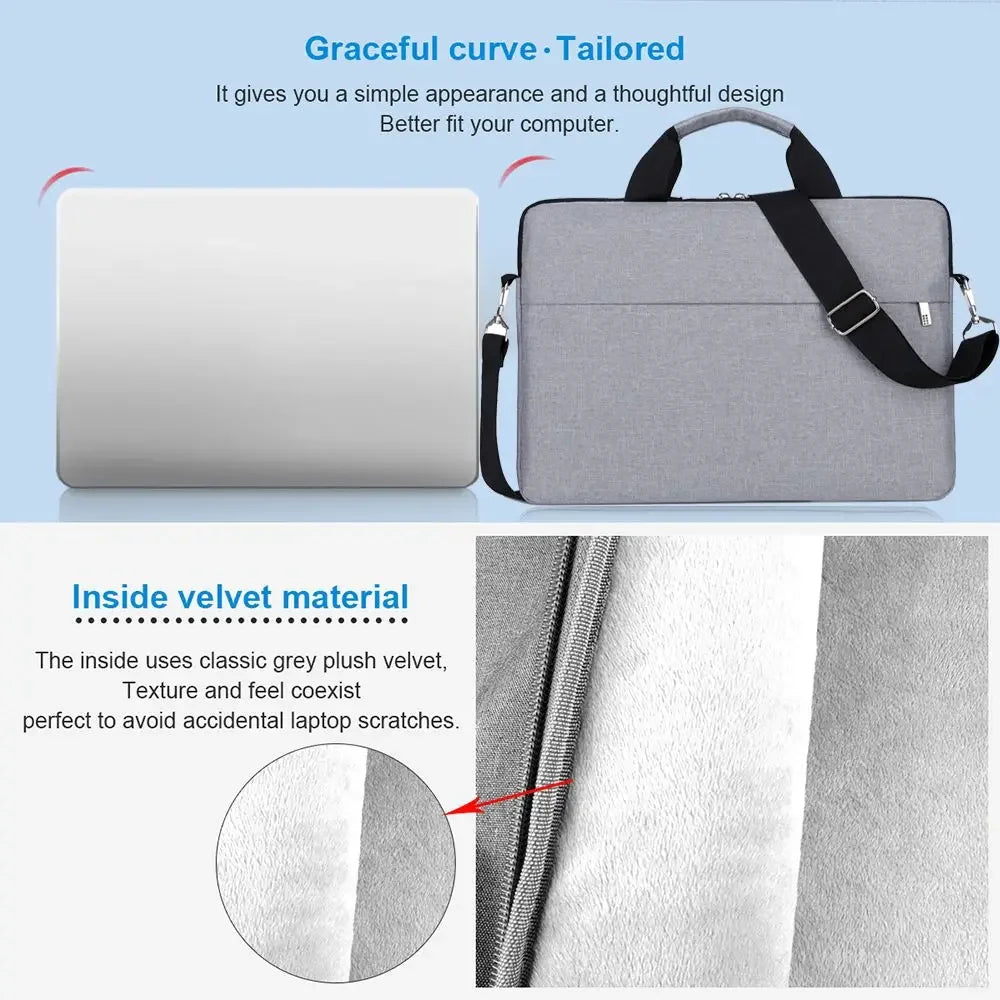 Laptop Sleeve Case With Zipper Shoulder Bag And Pouch