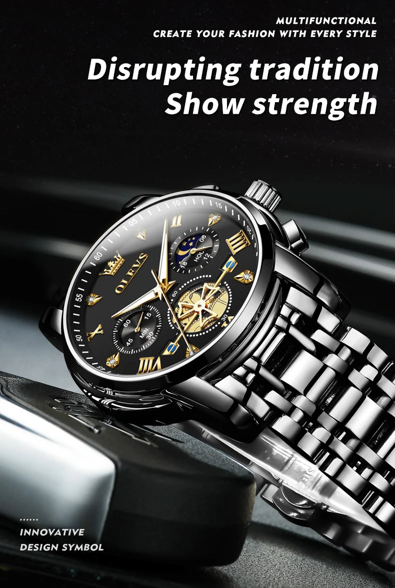 OLEVS Luxury Quartz Watch with Moon Phase Feature - Smarsty