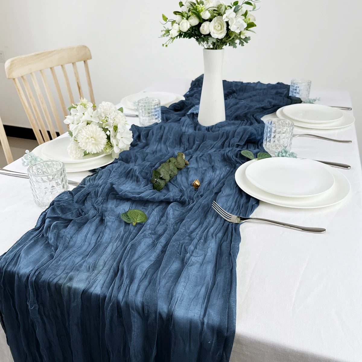Sage Semi-Sheer Gauze Table Runner for Elegant Dining - Smarsty