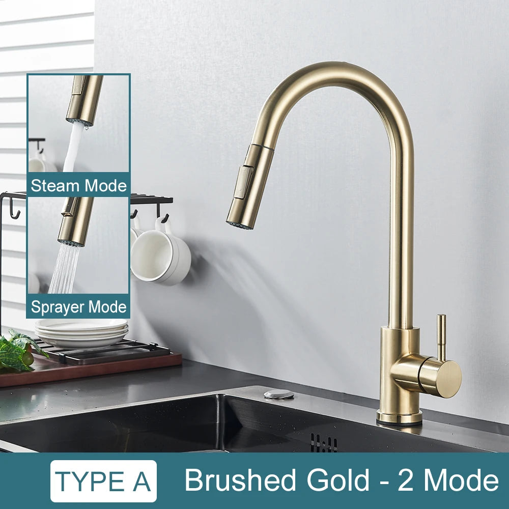 Black Kitchen Faucet with Pull Out Spray Versatile Hot and Cold Water - Smarsty