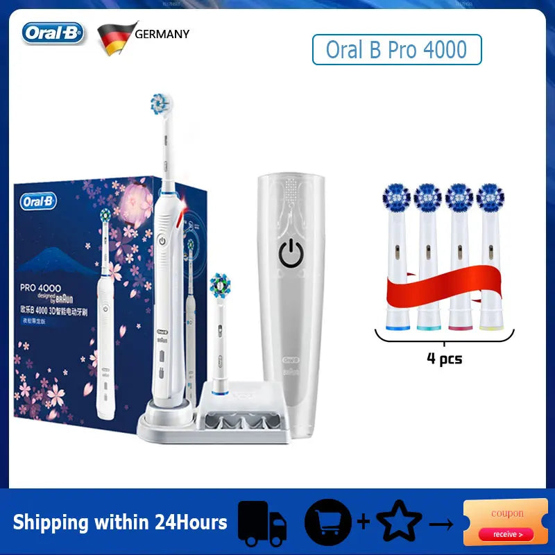 Oral B Electric Toothbrush Pro 4000 with Pressure Sensor - Smarsty
