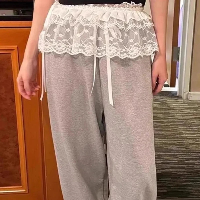 Korean Fashion Lace Skirt With Irregular Hemline - Smarsty