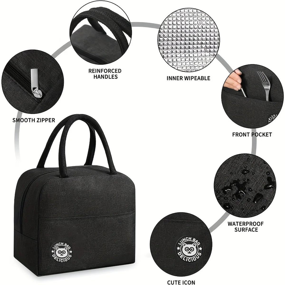 Large Capacity Insulated Lunch Bag For Bento And School - Smarsty
