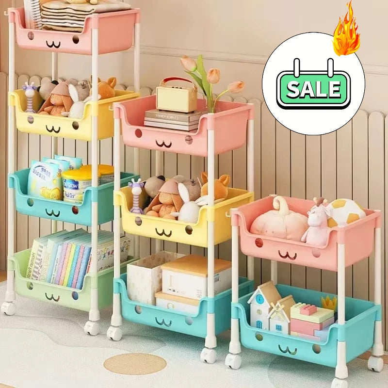 Storage Trolley Bookshelf Snack Rack For Children Storage Organizer Bathroom Accessories Closet Organizer Toy Kitchen Storage by Smarsty