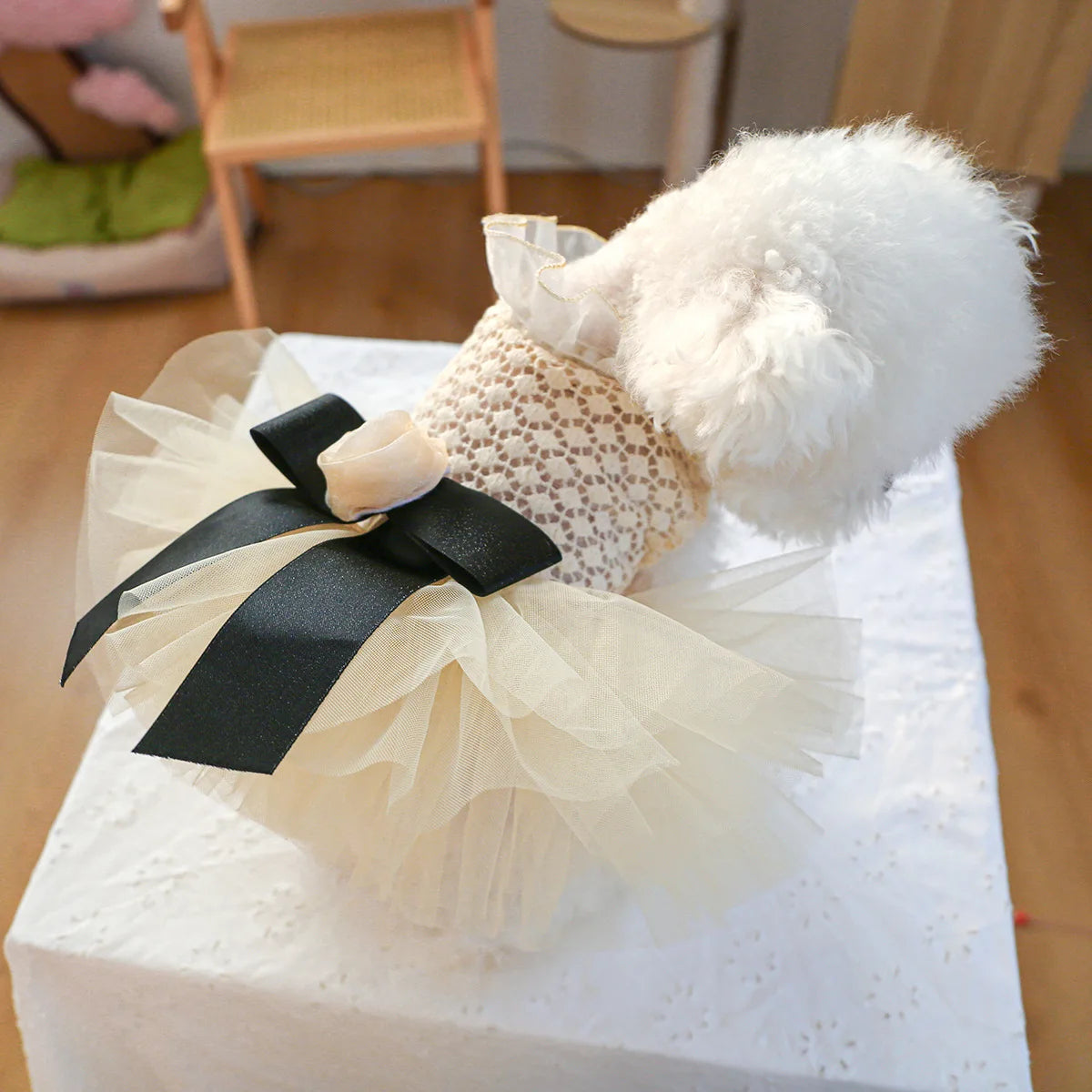 Luxury Kawaii Dog Dress with Pearl Collar for Small Pets - Smarsty
