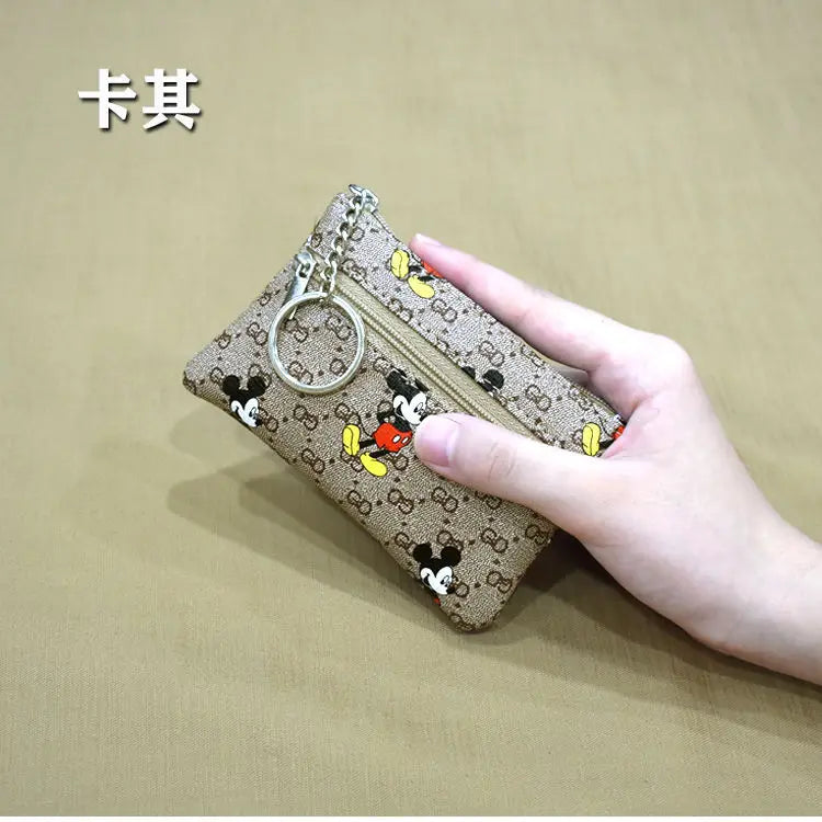 Disney Mickey Mouse Premium Genuine Leather Cartoon Phone Wallet Anime Coin Purse High-capacity Card Package Portable Wallet New