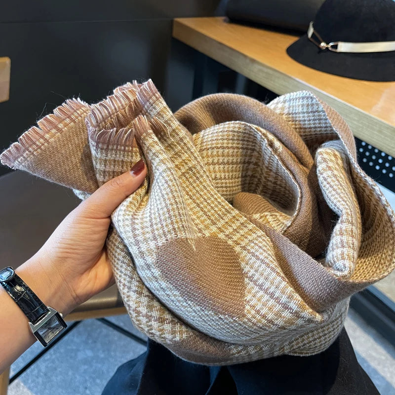 Double Side Cashmere Scarf Warm Thickened Winter Wrap - Smarsty