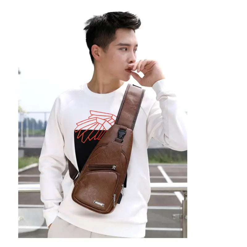 Mens USB Chest Bag With Portable Charging Crossbody - Smarsty