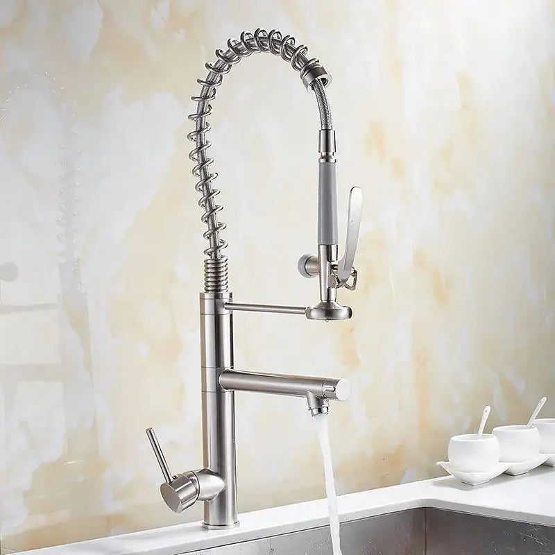 Chrome Brass Kitchen Faucet with Pull Out Spray - Smarsty