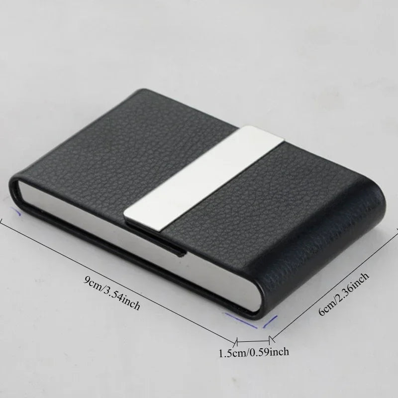 High Quality Business Multifunction Card Holder Case Slim PU Leather Metal Pocket Card Holder with Magnetic Shut Cigarette Case