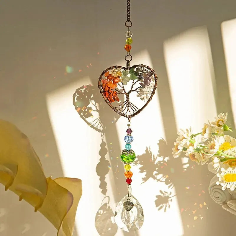 Colorful Tree Of Life Crystal Glass Pendant For Gardens - Smarsty