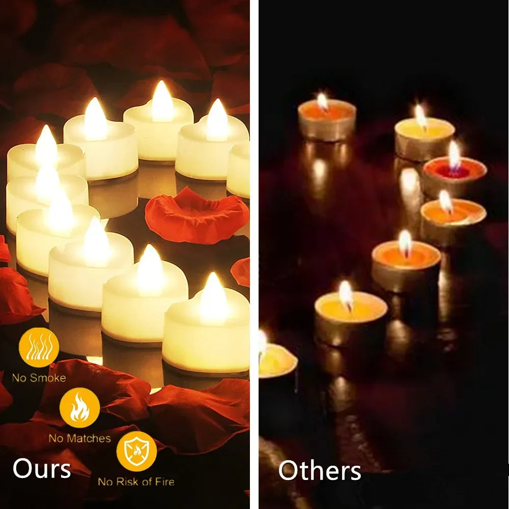 Flameless LED Votive Candles Set 100+Hour Lasting Electric Candles Battery Operated Tealight for Wedding Proposal Romantic Decor