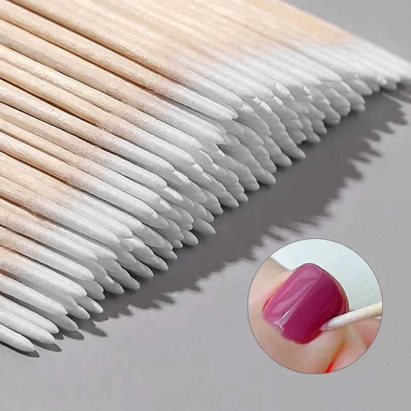 100Pcs Wooden Nail Swabs for Precise Manicure Care - Smarsty