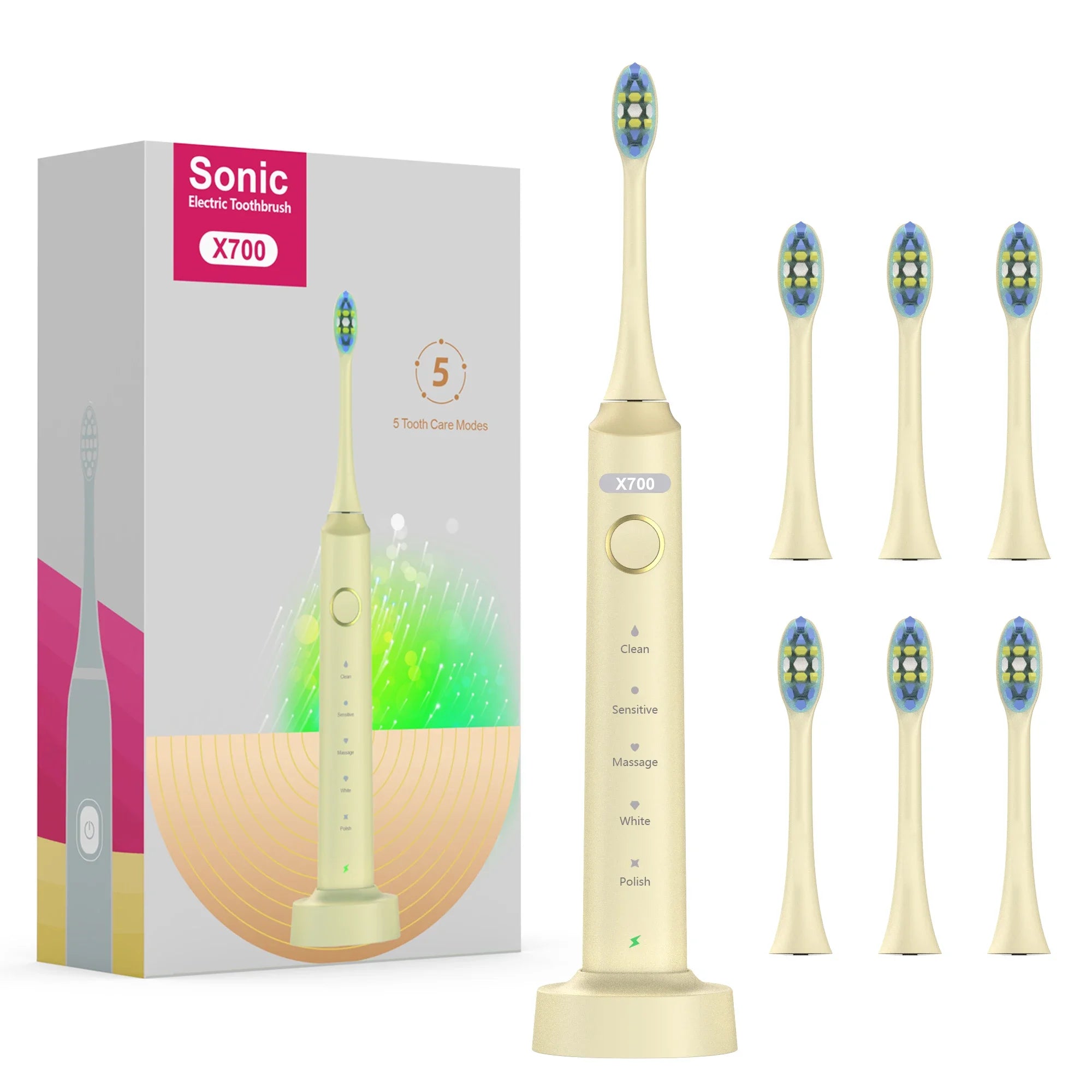 Sarmocare Electric Sonic Toothbrush with 8 Brush Heads - Smarsty