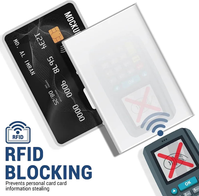 Anti-Scan ANTI RFID Blocking 6 Cards Aluminum Metal ID Bank Credit Card Holder Slim Wallet Case Business Card Protection Holder