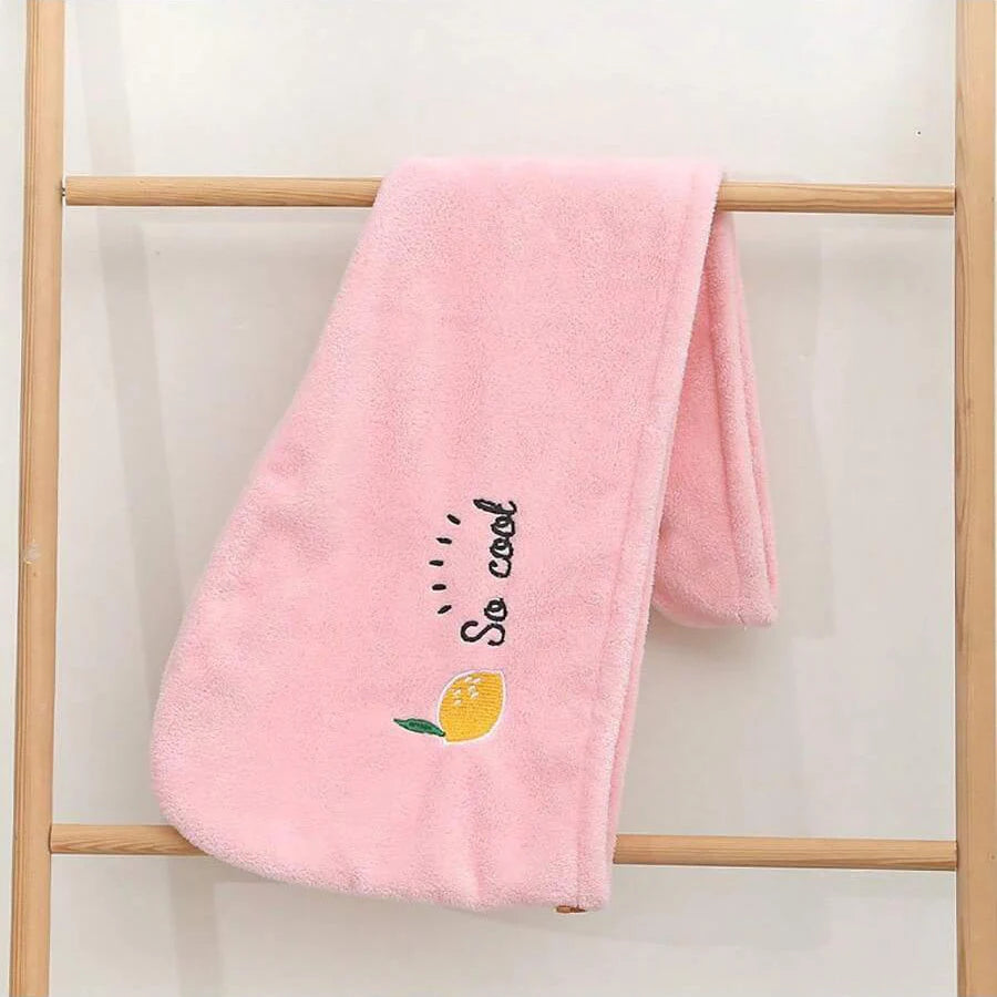 1Pc Embroidery Style Hair Drying Cap, Coral Fleece Thickened Hair Towel for Bathroom, Women's Absorbent Quick Drying Shower Cap, - Smarsty