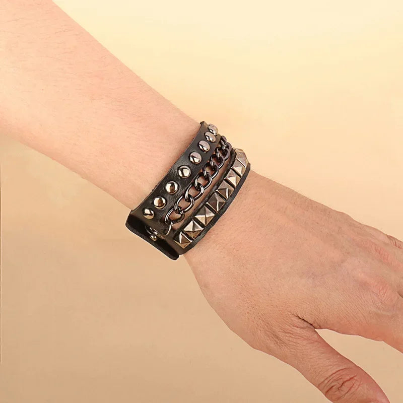 Punk Hip Hop Leather Skull Bracelet for Unisex Fashion - Smarsty