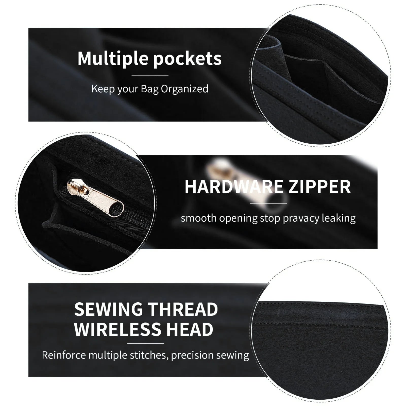 Purse Organizer Insert, Felt Bag Organizer For Handbag Purse Organizer, 5 Colors, 3 Size - Smarsty