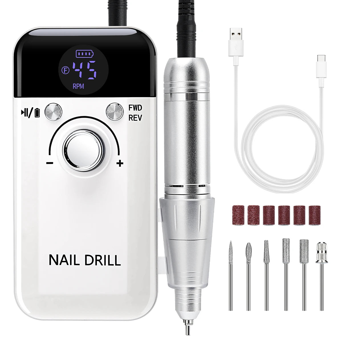 45000RPM Portable Nail Drill Machine for Low Noise Manicure - Smarsty