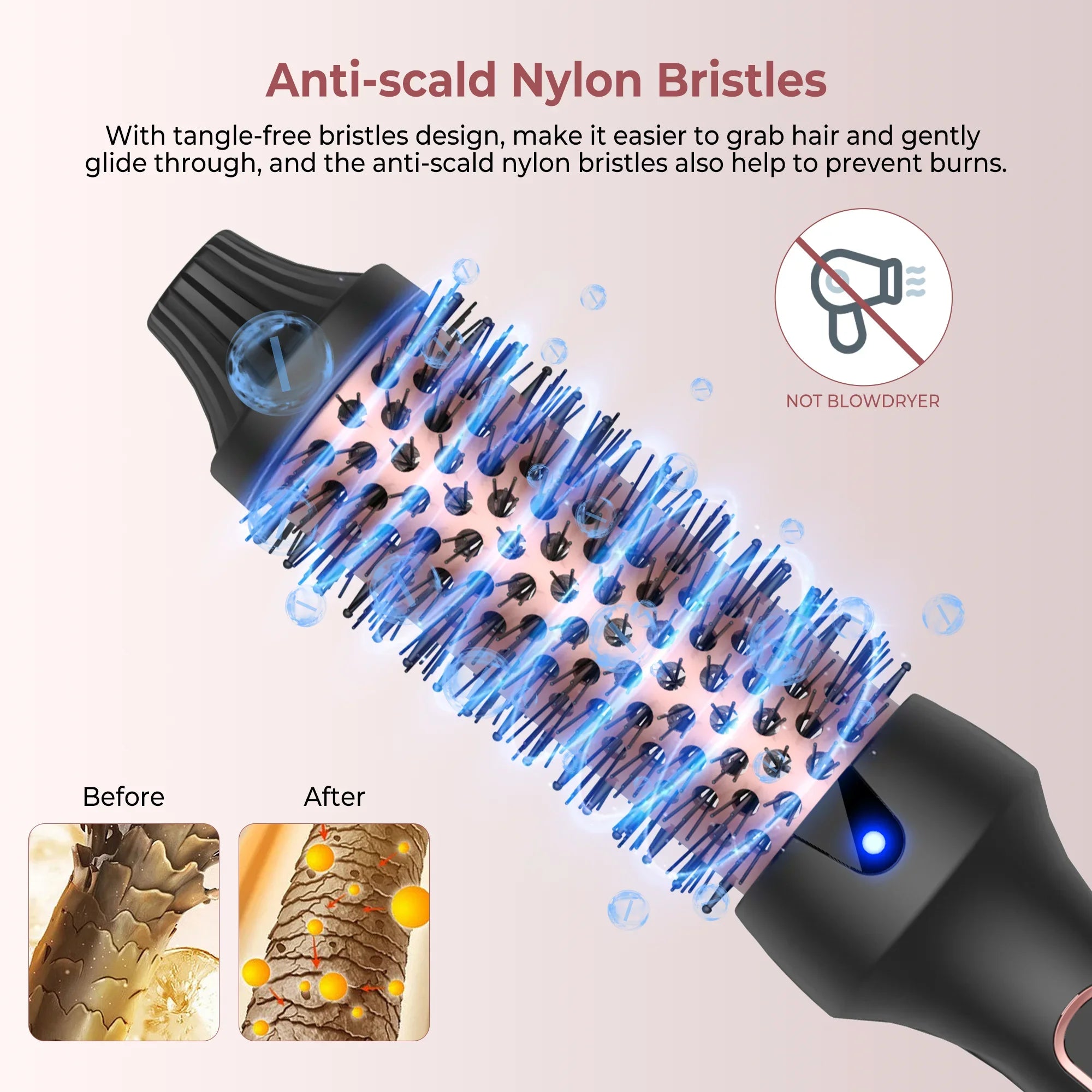 Heated Styling Brush 3-in-1 Ionic Curling Tool - Smarsty