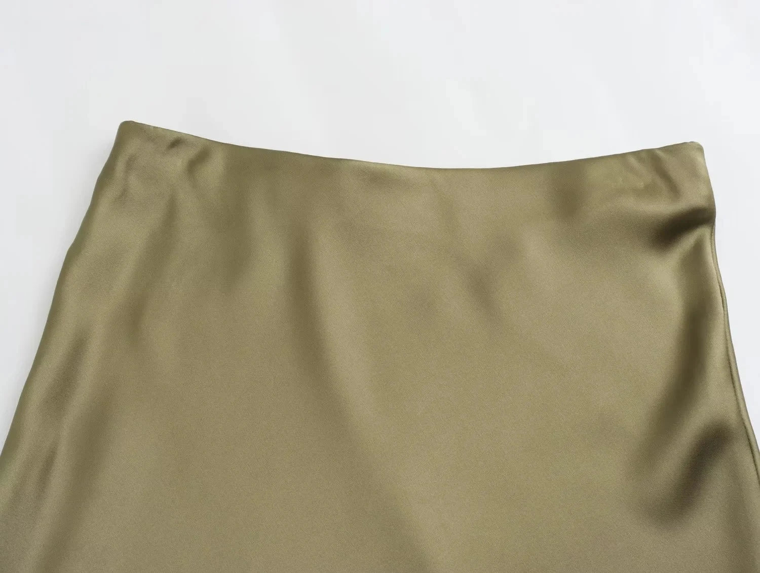 TRAFZA 2024 Y2K Casual Women Long Skirt Spring Elastic High Waisted A-Line Casual Female Satin Skirts High Street Lady Skirts - Smarsty