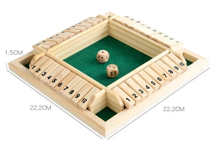 Wooden Dice Board Game Shut The Box for 4 Players Flaps & Dices Game Parent-children Interaction Family Entertainment by Smarsty