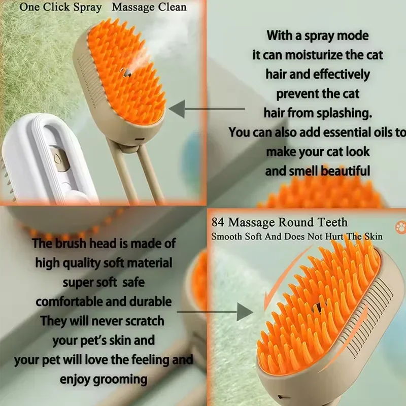 Pet Spray Hair Comb Pet Hair Remover Cleaning Brush Cats Grooming Dog Accessories Tools Dematting Water Mist Humidifier Comb