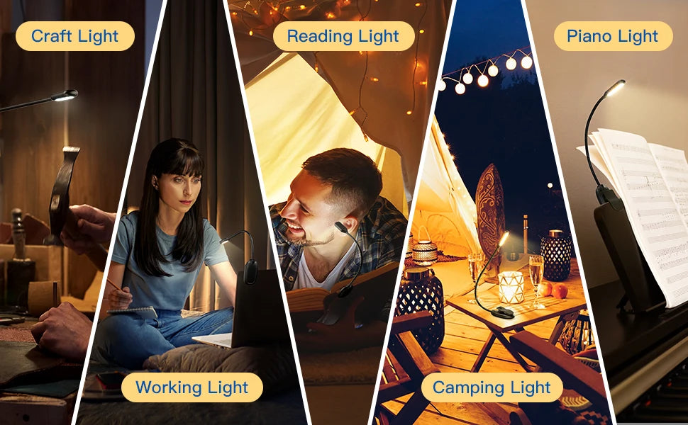 USB Rechargeable LED Book Light with Flexible Clip - Smarsty