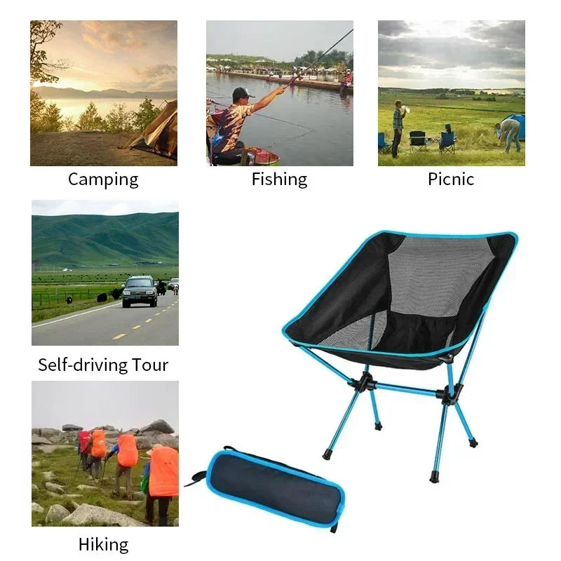 Outdoor Portable Folding Chair Beach Chairs for BBQ Travel Beach Hiking Picnic Seat Easy to Carry Convenient by Smarsty