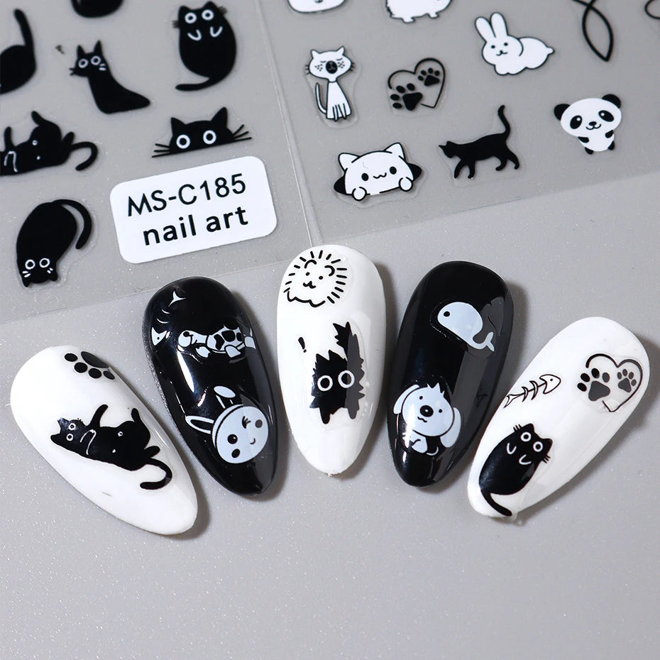 Cute Black Cat Nail Stickers for Fun Manicure Decor - Smarsty