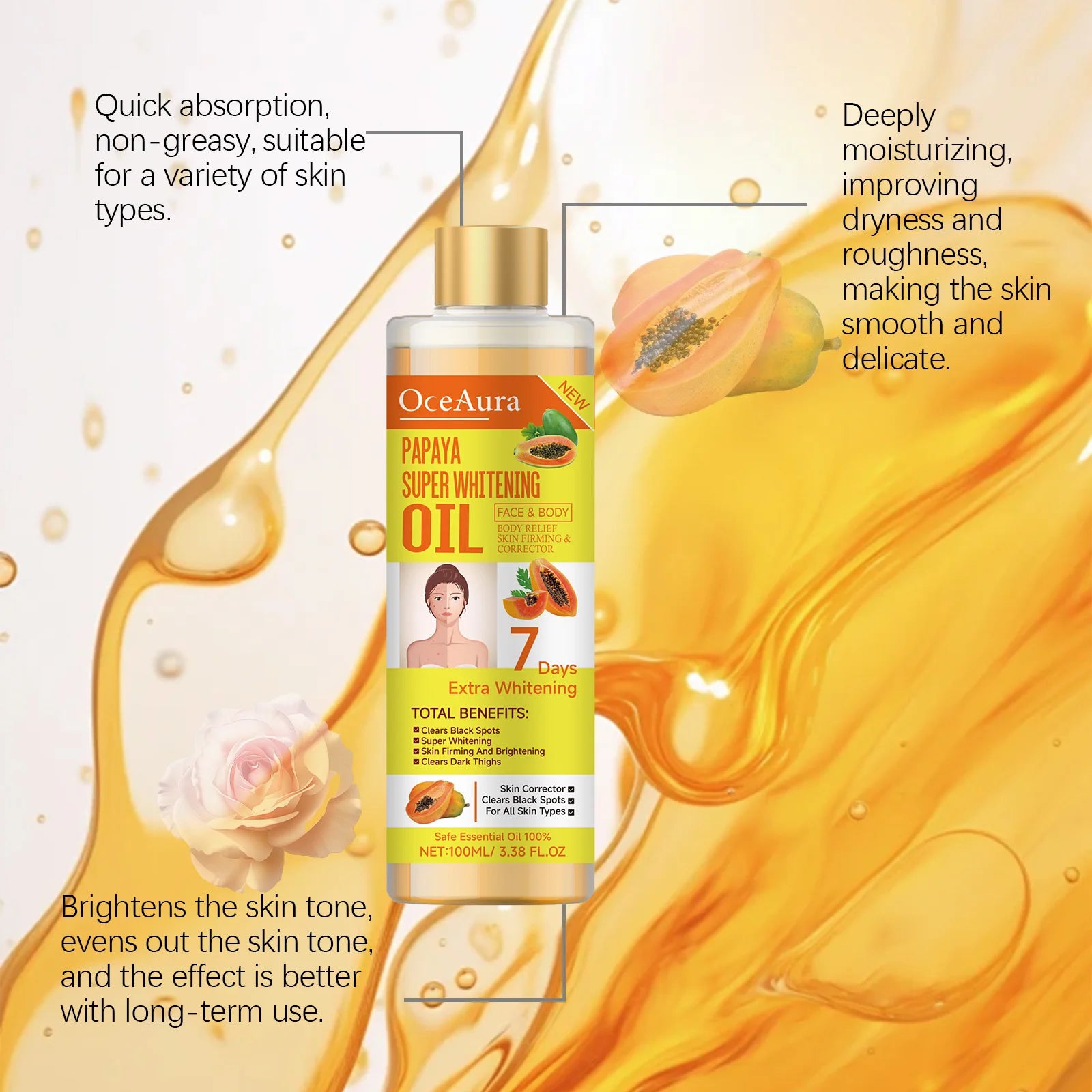 Turmeric Body Lightening Oil for Dry Skin - Smarsty