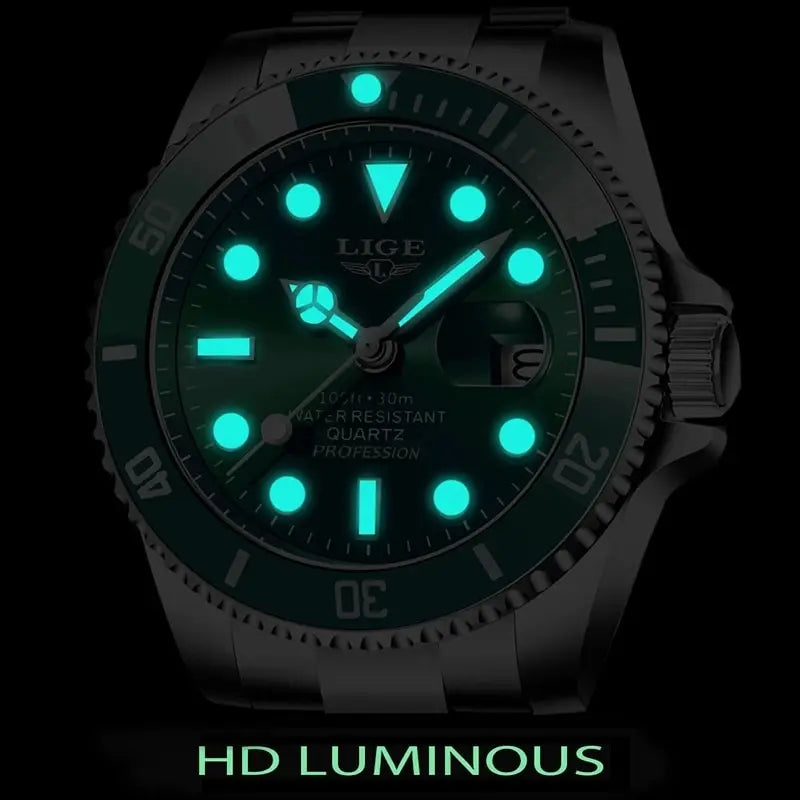 LIGE Luxury Waterproof Diver Watch for Men - Smarsty
