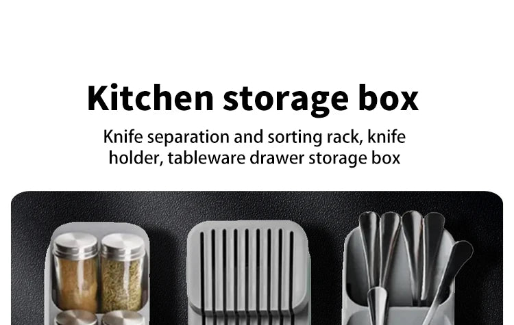 Kitchen Drawer Cutlery Storage Tray Knife Holder Spoon Forks Tableware Organizer Container For Spice Bottles Knives Block Rack by Smarsty
