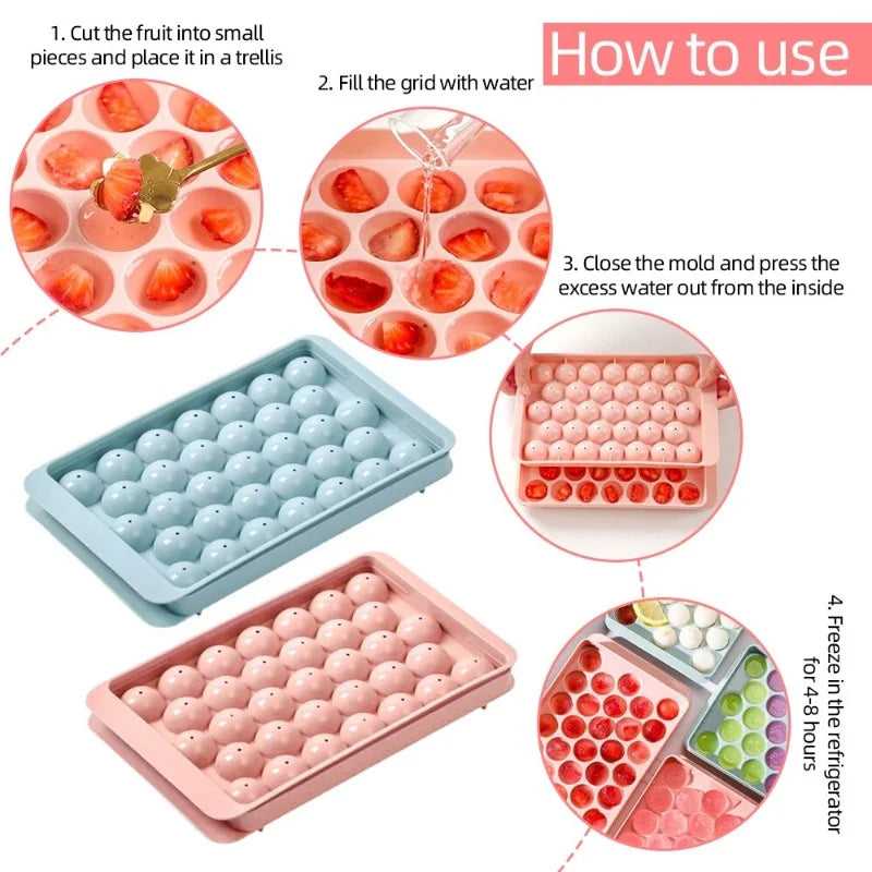 33 Ice Boll Hockey PP Mold Frozen Whiskey Ball Popsicle Ice Cube Tray Box Lollipop Making Gifts Kitchen Tools Accessories - Smarsty