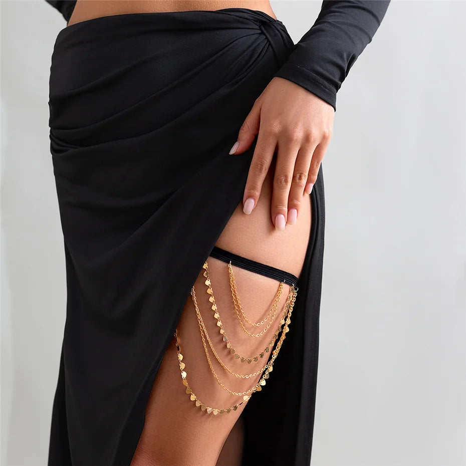 Boho Chic Elastic Band Leg Chain Body Jewelry - Smarsty