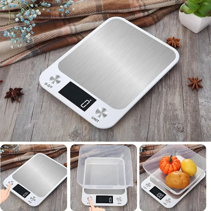 Digital Kitchen Scale 15Kg Stainless Steel Design - Smarsty