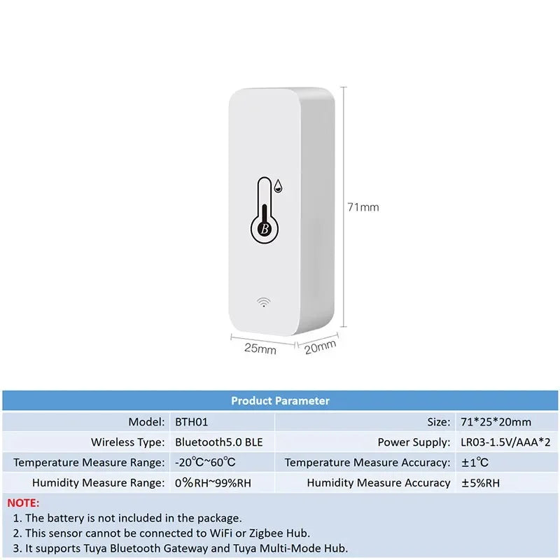 Tuya Smart Temperature and Humidity Sensor with Bluetooth Control - Smarsty
