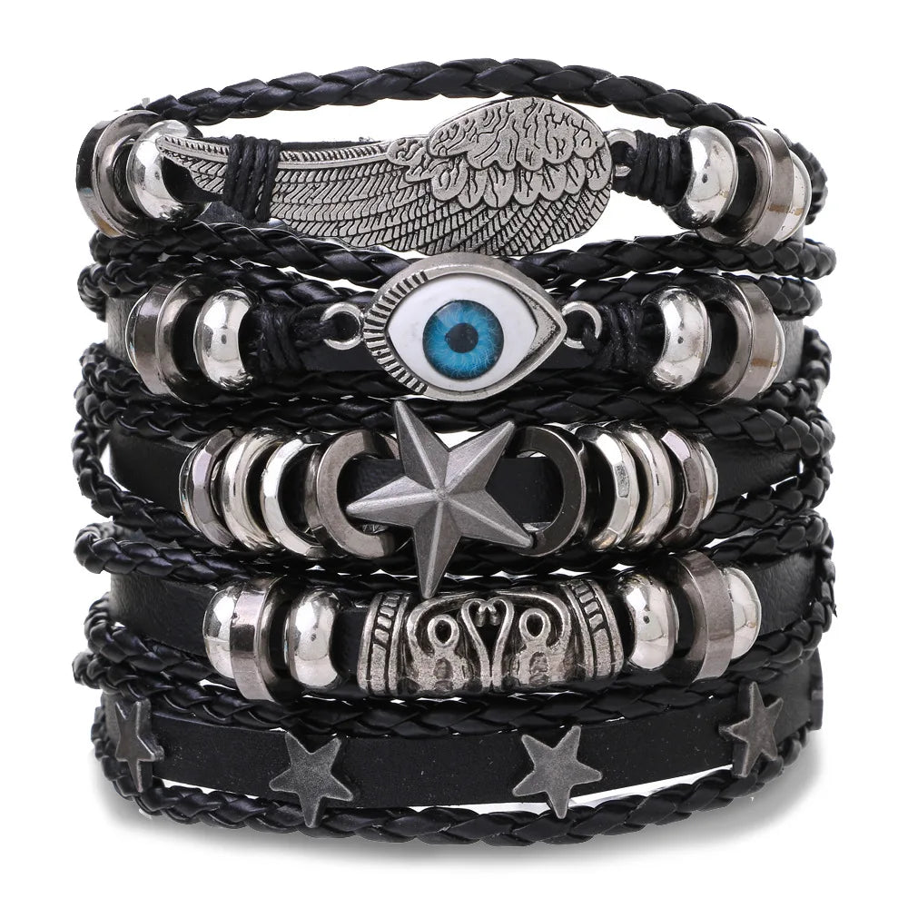 Viking Leather Bracelet For Men Adjustable Skull Design - Smarsty