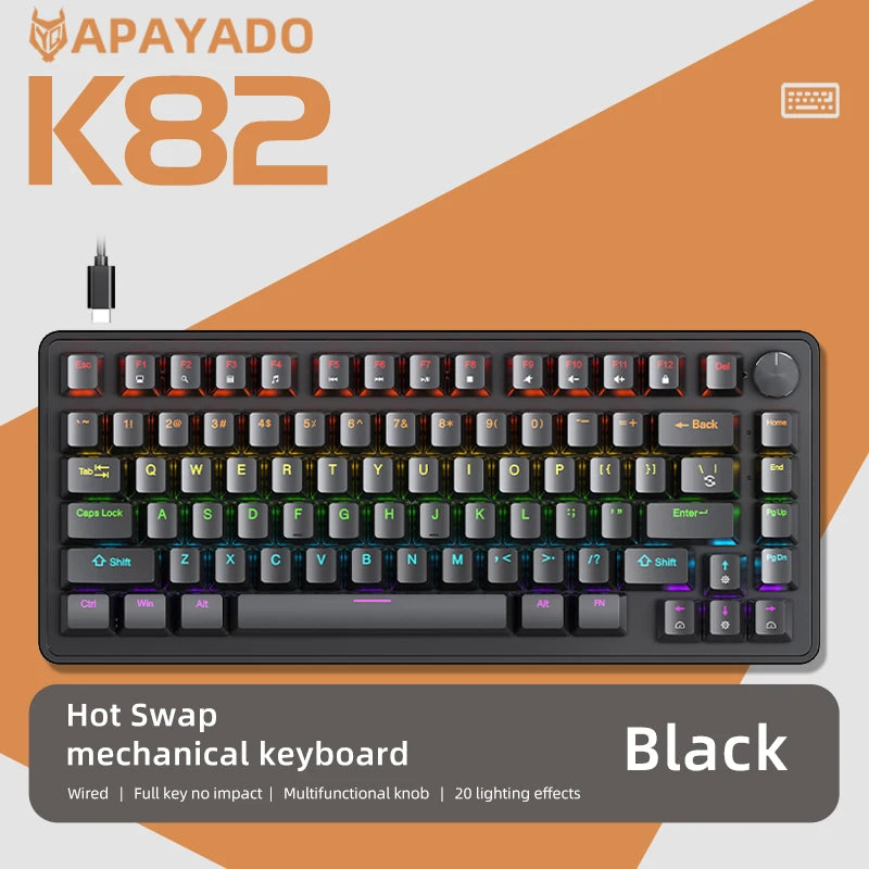 75 Percent Mechanical Keyboard With Media Knob Backlighting