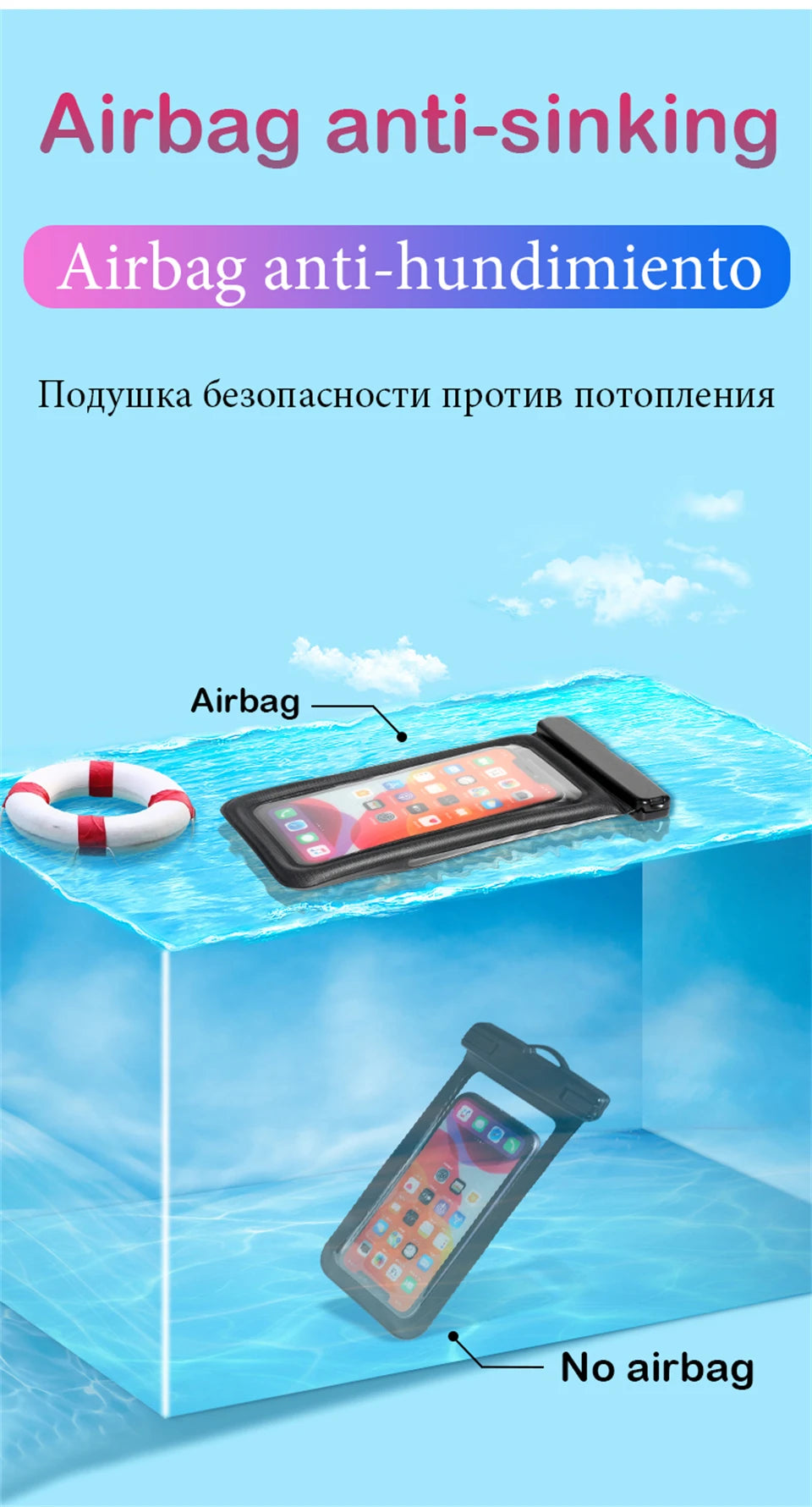 Smarsty IP68 Universal Waterproof Phone Case With Clear Touch -