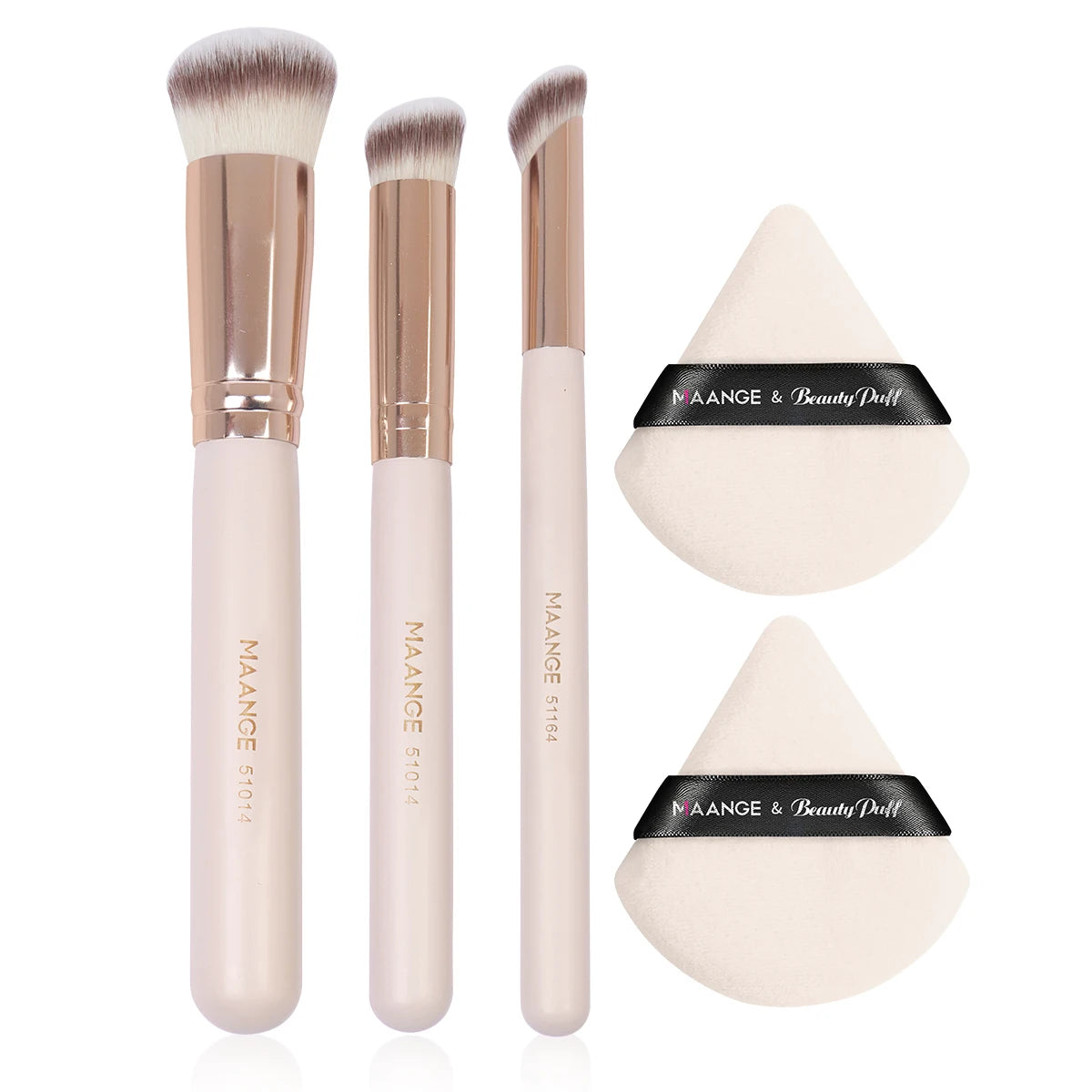 Maange 3Pcs Makeup Brushes and 2Pcs Powder Puffs Set - Smarsty