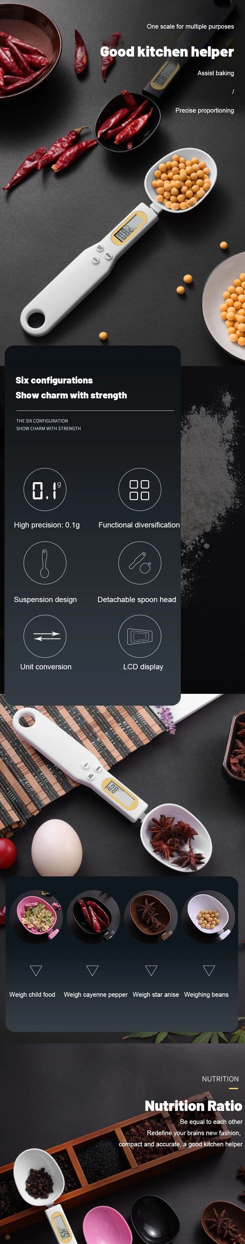 LCD Digital Measuring Spoon with Adjustable Weighing - Smarsty