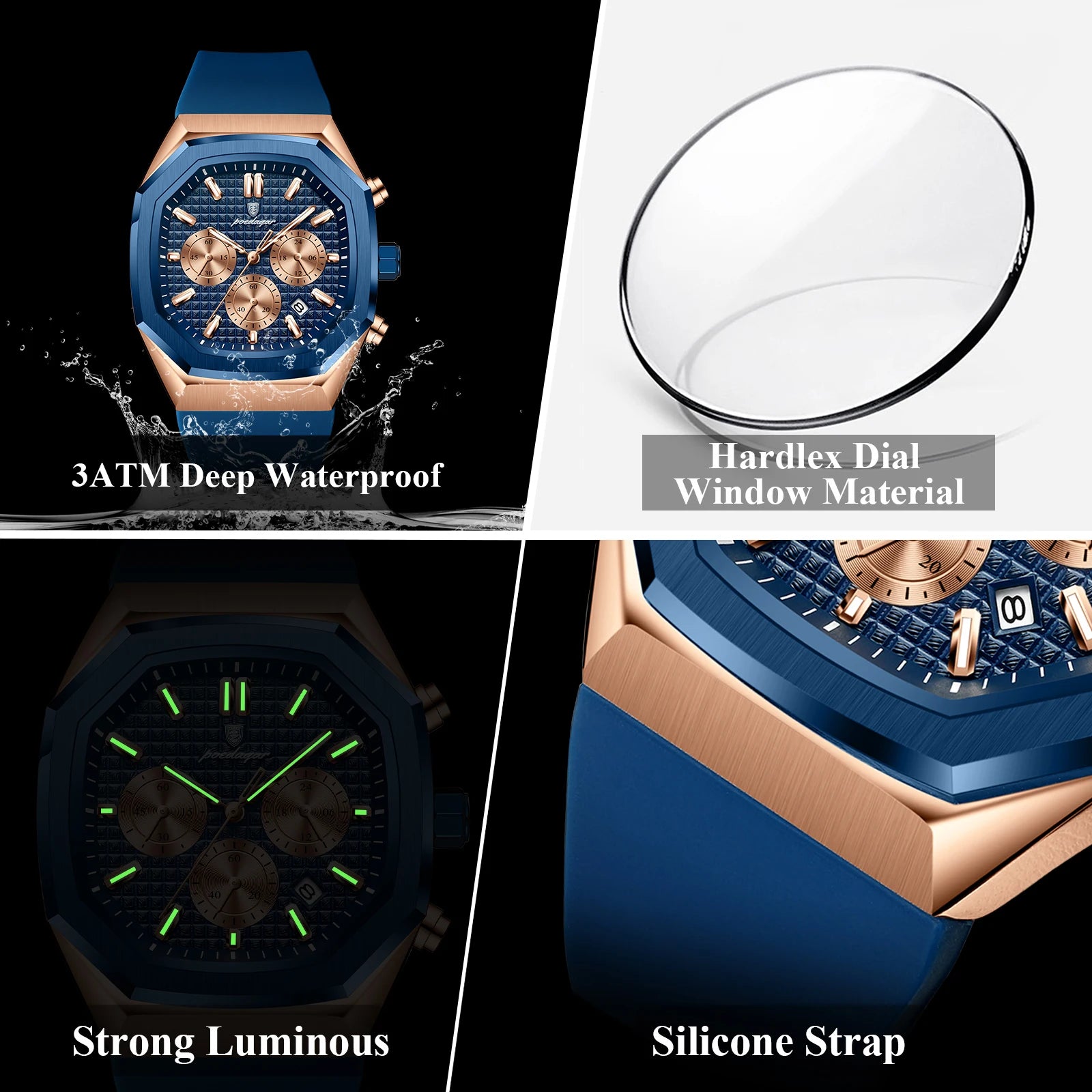 Waterproof Luminous Chronograph Watch for Men - Smarsty