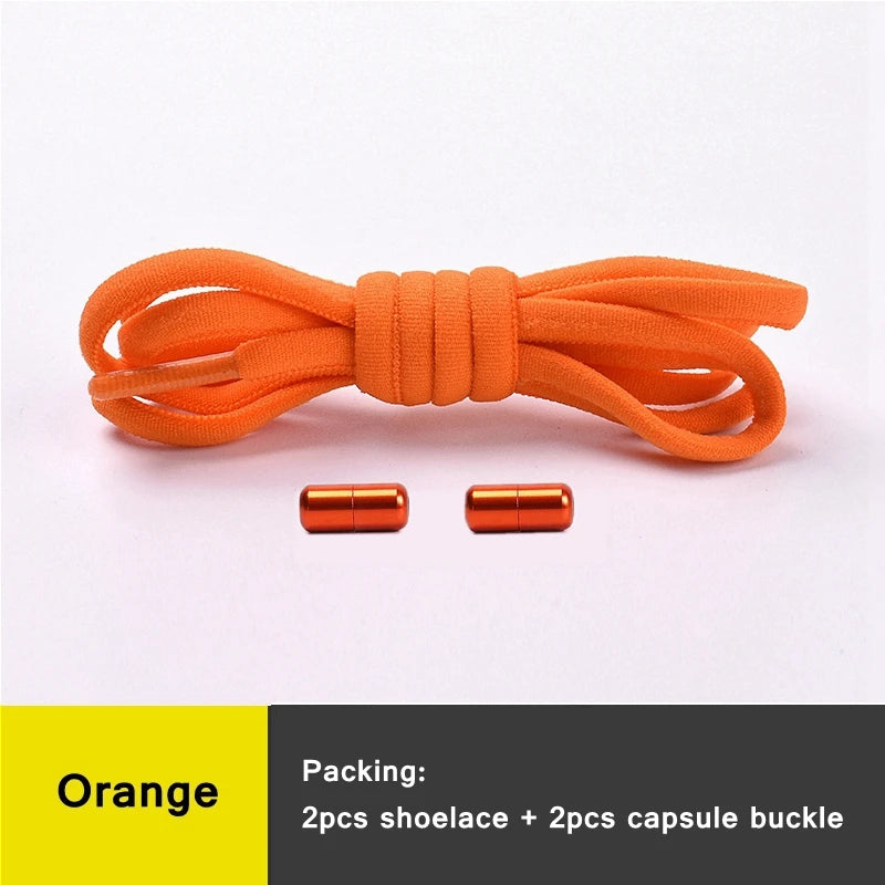21 Colors No Tie Shoelaces Round Color Metal Lock Elastic Shoelace General For Children And Adults Sneakers Lazy Laces Unisex - Smarsty
