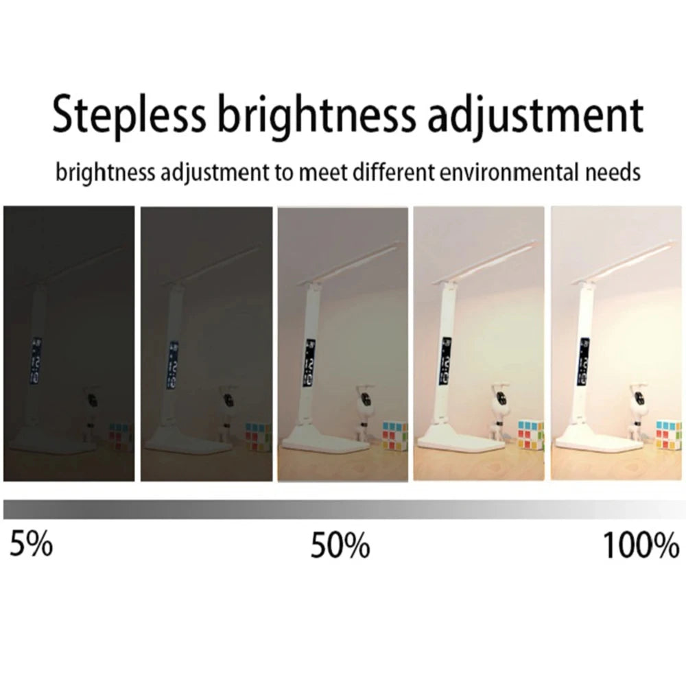 Dimmable USB Folding Desk Lamp with Alarm Clock - Smarsty