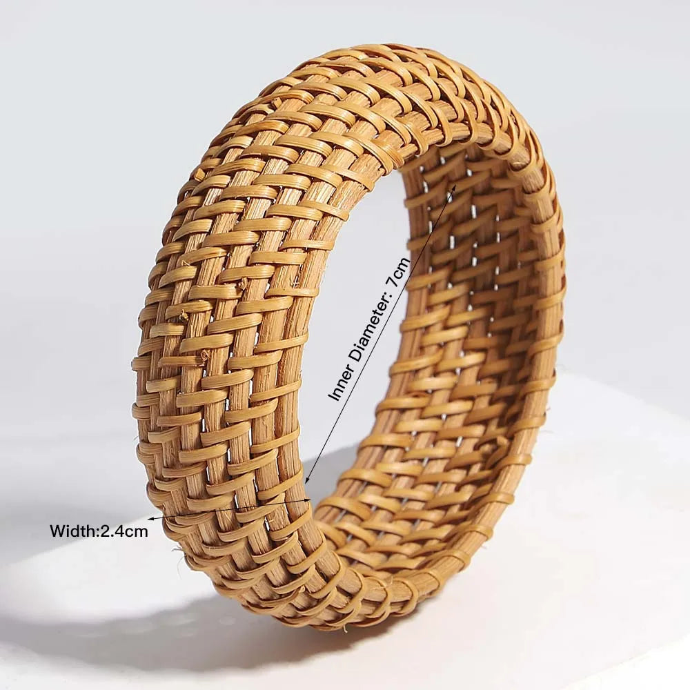 Boho Bamboo Rattan Weave Bracelet for Women - Smarsty